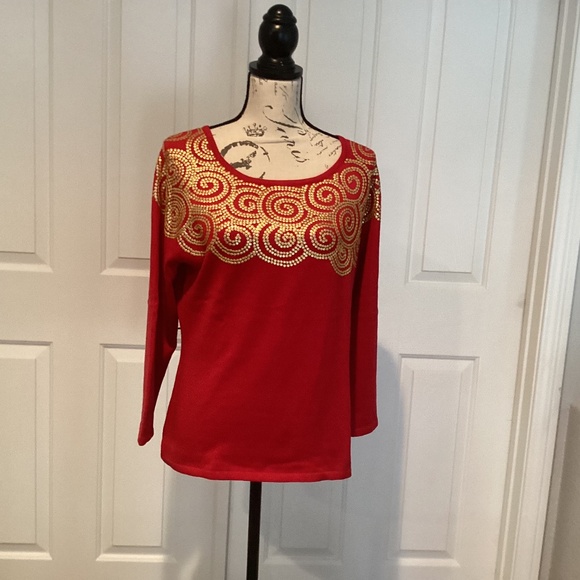 Linea by Louis Dell’Olia Women Sweater, Size M, Color Red, Gold - Picture 1 of 2